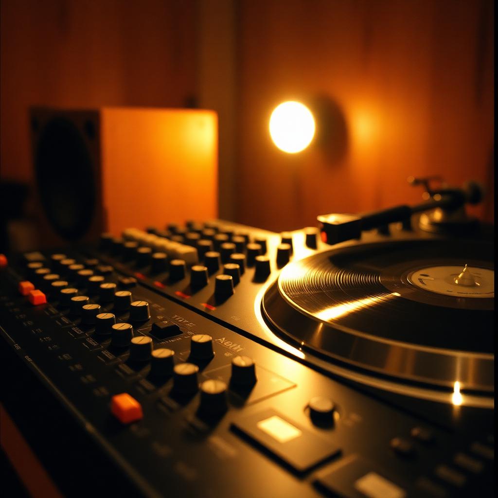 Mixer e toca-discos analógicos